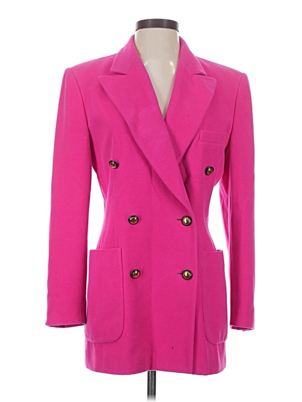 Escada Double-Breasted Hot Pink Blazer with Gold Buttons